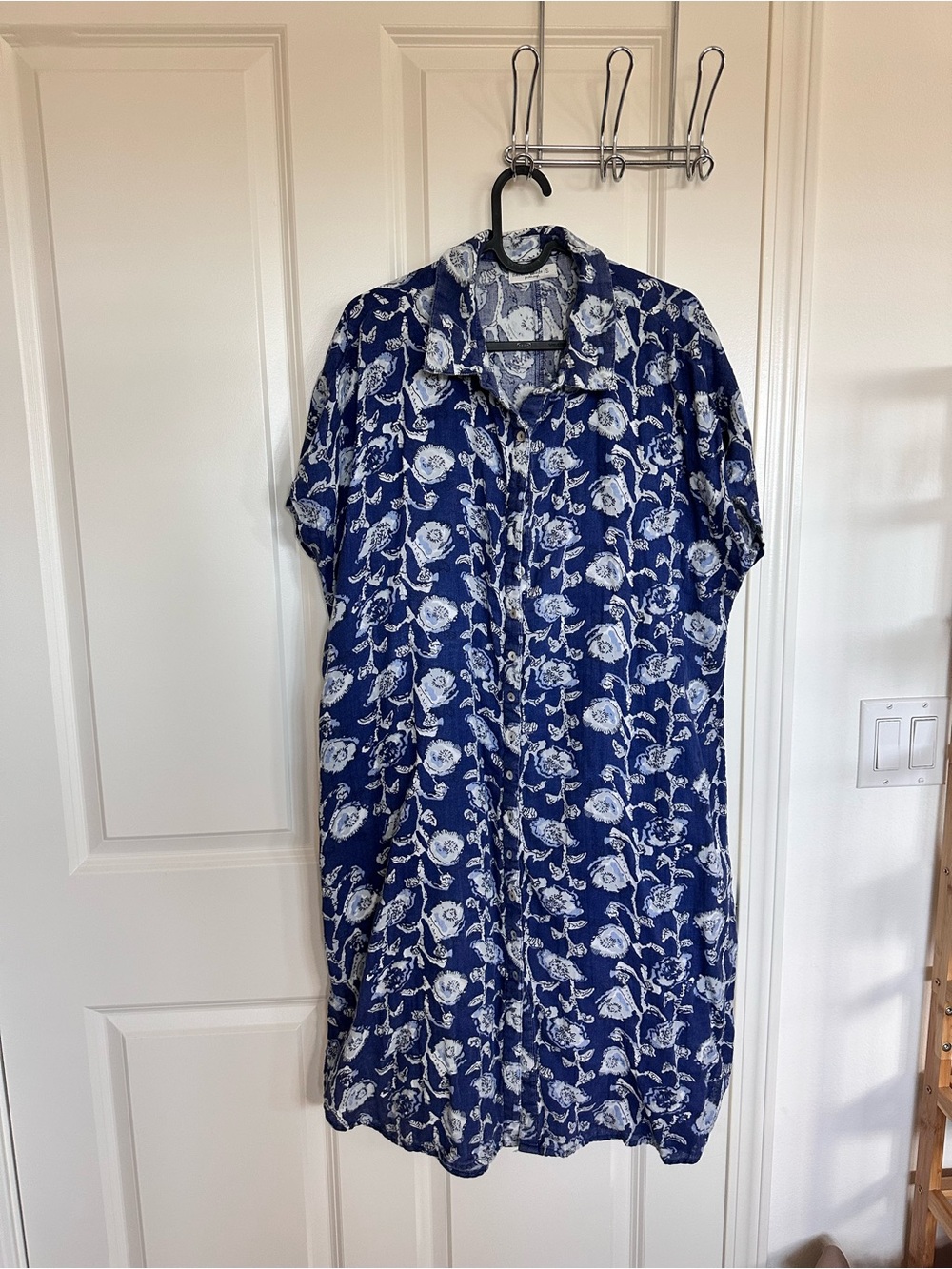 Floral lightweight muslin button up dress. Natural life